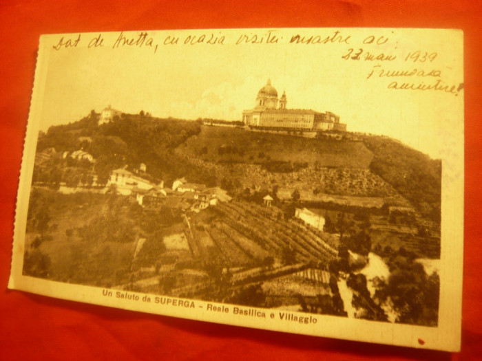 Ilustrata Satul Superga si Biserica Italia , 1939