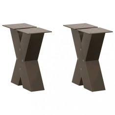 vidaXL Picioare pentru măsuță de cafea &icirc;n formă de X, 2 buc., oțel natural, 30x(30-31) cm