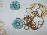 Set deosebit,Israel, turcoaze naturale, pandant cu lantisor , inel , superbe, Marime universala