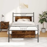 VidaXL Cadru pat fără saltea, stejar fumuriu 100x190 cm lemn prelucrat