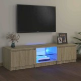 Comodă TV cu lumini LED, stejar sonoma, 140x40x36 cm
