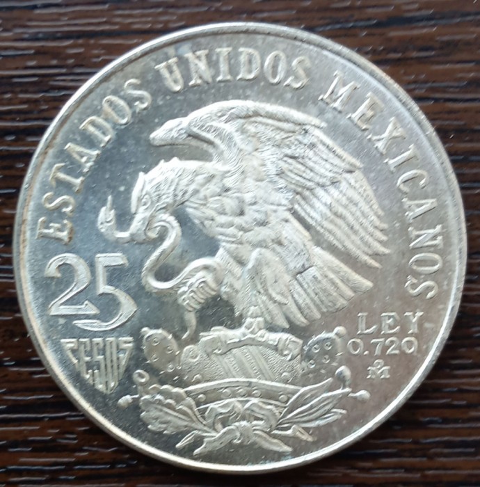(A491) MONEDA DIN ARGINT MEXIC - 25 PESOS 1968, JOCURILE OLIMPICE DE VARA- PROOF