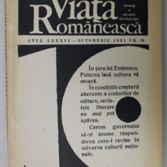 VIATA ROMANEASCA , REVISTA A UNIUNII SCRIITORILOR , NR. 10 , 1991