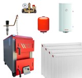 Pachet Centrala Termica cu Plita Warmline Cooker 16kW, Radiatoare Otel T22, Boiler 80L, Regulator Tiraj Honeywell, Vas Expansiune 24L