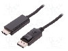 Cablu DisplayPort - HDMI, DisplayPort mufa, HDMI mufa, 3m, negru, QOLTEC - 50442 foto