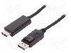 Cablu DisplayPort - HDMI, DisplayPort mufa, HDMI mufa, 3m, negru, QOLTEC - 50442