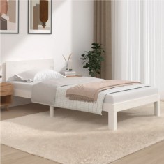 vidaXL Cadru de pat, alb, 100x200 cm, lemn masiv de pin 810486