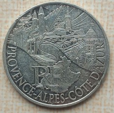 (A398) MONEDA DIN ARGINT FRANTA - 10 EURO 2011, REGIUNI - ALPES - COTE D&#039;AZUR