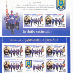ROMANIA 2010 LP 1860 JANDARMERIA ROMANA-160 ANI IN SLUJBA CETATENILOR,minic +blo