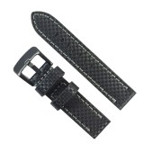 Cumpara ieftin Curea Ceas &bdquo;Carbon Grey Edition&rdquo; &ndash; Piele Naturală cu Imprimeu Carbon &amp; Cusătură
