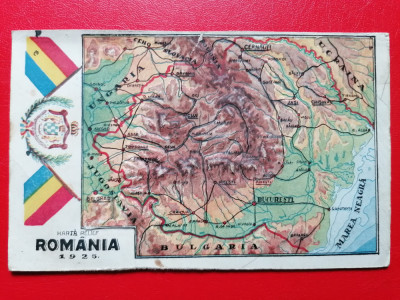 Harta in relief a Romaniei 1926 / embosata foto