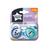 Suzeta ortodontica Tommee Tippee Anytime, 6-18 luni, Ursuleti Panda, Verde/Alb, 2 buc