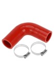Furtun de răcire din silicon 90&deg; cu diametru interior 32 mm și lungime 90 mm, cu cleme &ndash; roșu