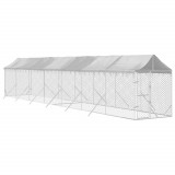 Padoc exterior cu acoperis argintiu 2x14x2,5 m otel galvanizat GartenMobel Dekor, vidaXL