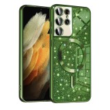 Husa premium Samsung Galaxy S21 Ultra 5G Asteroid GSM Luxury Glitter MagSafe, verde