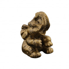 Statueta feng shui elefant din rasina aurie mic model 2 - 4cm