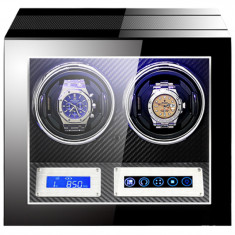 Cutie intors ceasuri automatice cu amprenta iUni, Luxury Watch Winder 2 Carbon foto