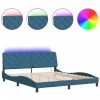 Cadru de pat cu LED fara saltea, albastru, 180x200 cm, catifea