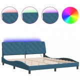 Cumpara ieftin Cadru de pat cu LED fara saltea, albastru, 180x200 cm, catifea