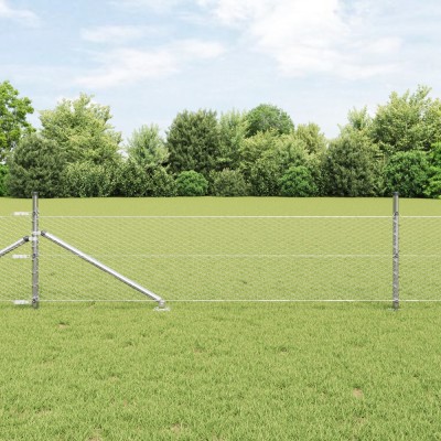 &amp;Icirc;ngrădire hexagonală vidaXL 0.5x10 m Oțel galvanizat, St&amp;acirc;lpi de &amp;icirc;ngrădire vidaXL cu v&amp;acirc;rf 7 pcs &amp;Oslash;32 mm 80 cm Oțel galvanizat foto