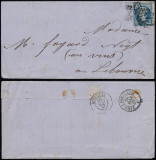 France 1867 Cover + Content Paris Libourne ambulant cancellation DB.368