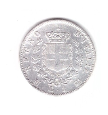 Moneda Italia 1 lira 1863 M BN, stare buna foto
