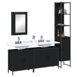 Cumpara ieftin Set mobilier de baie, 4 piese, negru, lemn prelucrat