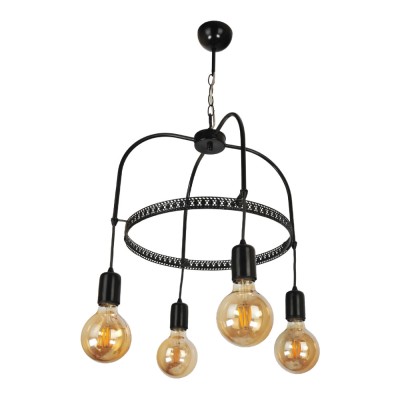 Lampa suspendata, lux.pro, PXTA-8169 Llandudno, 4 x E27, max 60W, 78 x 43 x 43 cm, metal, negru HausGarden Leisure foto