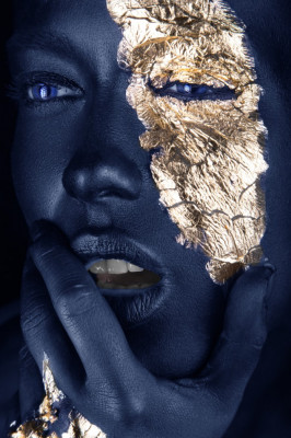 Tablou canvas Make-up auriu-blue4, 60 x 90 cm foto