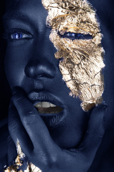 Tablou canvas Make-up auriu-blue4, 60 x 90 cm