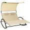 vidaXL Șezlong de plajă dublu cu baldachin, crem, textilenă 310548