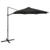 Umbrelă &icirc;n consolă cu st&acirc;lp și LED-uri, negru, 300 cm