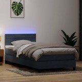vidaXL Pat cu arcuri cu saltea și LED, gri &icirc;nchis, 80x210 cm, catifea 3316954