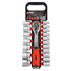 Set chei tubulare cu clichet, 19 piese,1/2, Verke