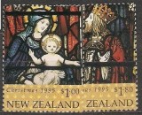 Noua Zeelandă &ndash; Lot 2 timbre Crăciun 1995, vitralii religioase, ștampilate -A80