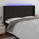 Gossi tablie de pat cu led, negru, 163x16x118/128 cm, textil