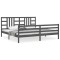 Cadru pat cu tablie 200x200 cm, gri, lemn masiv