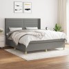 VidaXL Pat box spring cu saltea, gri &icirc;nchis, 180x200 cm, textil 3132090