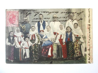 Rara! Familie la Domnesti in Muscel(Arges),carte postala circulata 1906 foto