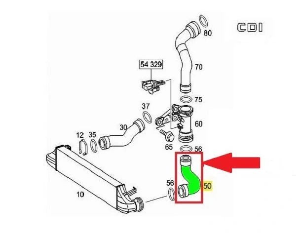 Furtun intercooler, supraalimentare Mercedes C-Class 2000-2007, Clk-Class 2002-2010, C-Sportcoupe 2000-2008, cauciuc, scurt, RapidAuto 5000PT-2