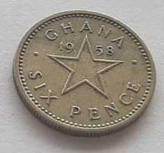 85. Moneda Ghana 6 pence 1958 foto