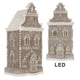Cumpara ieftin Casuta Turta Dulce polirasina alba maro, led 17x15x35 cm