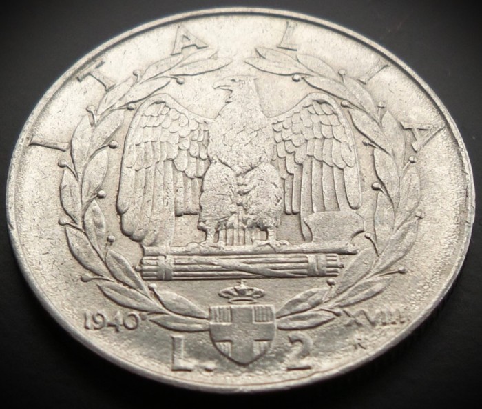Moneda istorica 2 LIRE - ITALIA FASCISTA, anul 1940 * cod 104