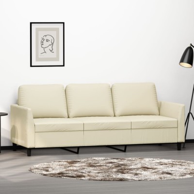 vidaXL Canapea cu 3 locuri, crem, 180 cm, piele ecologică 359339 foto