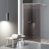 Paravan dus walk-in Aqua Roy INOX, Fence incolor, sticla 8 mm bronz, securizata anticalcar, 100x195 cm