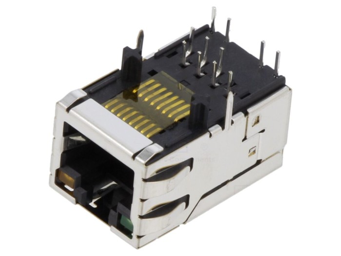 Conector RJ45 ecranat cu LED THT