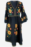 Rochie traditionala dama R24, negru/galben , marimea XL