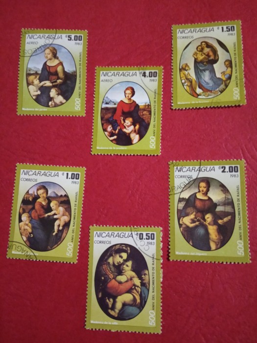 NICARAGUA, PICTURI - 6 VALORI ȘTAMPILATE