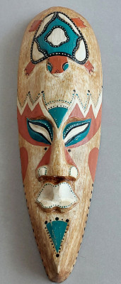 Masca africana razboinic Kenya, pictata manual, arta tribala, sculptura lemn foto