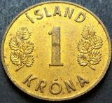 Moneda 1 KRONA / COROANA - ISLANDA, anul 1973 * cod 1665 A = excelenta!